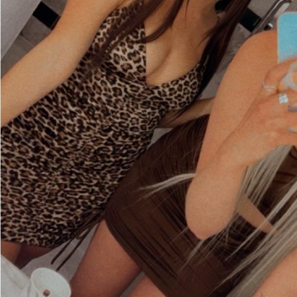 Leopard Print Ruched Mini Dress - Picture 5 of 5
